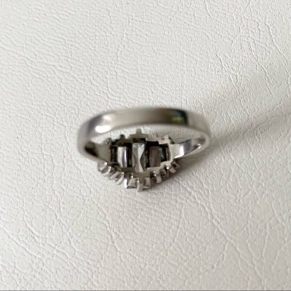 Sterling Silver CZ Emerald Cut Engagement Ring - Picture 5 of 6